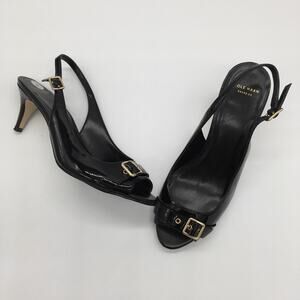 Cole Haan Grand OS Peep Toe Slingback Heel - Black - 8